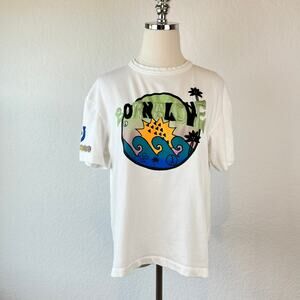 Scotch & Soda Born To Love White T Shirt size Small Embroidered graphic Tee